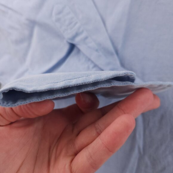 Brooks Brothers 18 35 Button-Down Cotton Traditional Blue Solid Pocket Shirt Men - Picture 4 of 16